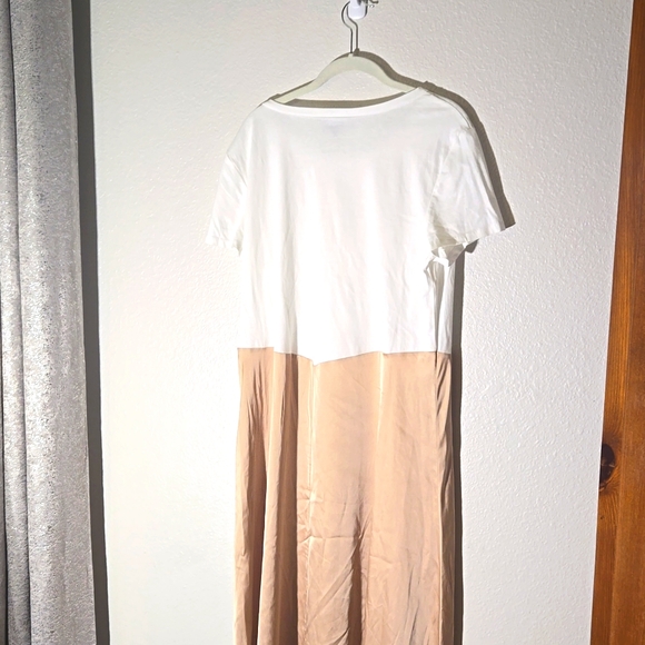 MSK AMBER WOMENS DRESS WHITE COTTON TOP GOLD POLYESTER BOTTOM pullover NWT - Picture 5 of 6